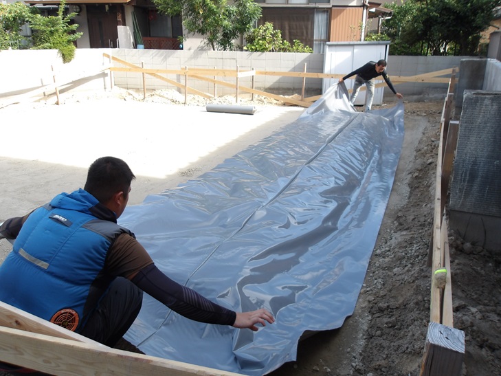 基礎工事 防蟻防水シート 捨てコンクリート 那珂川市リフォームから新築へ 注文住宅