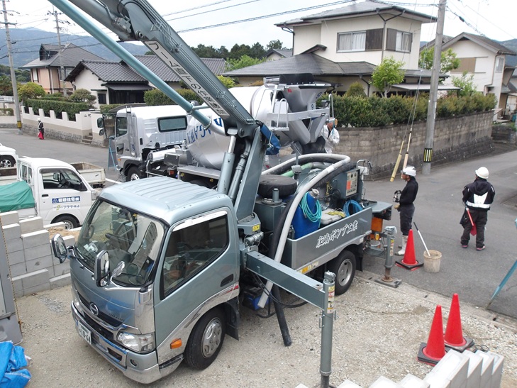 基礎工事 ベタコンクリート打設 賃貸だけど外断熱、那珂川市王塚台
